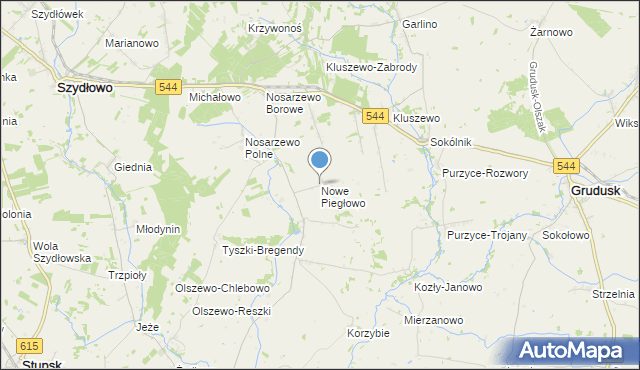 mapa Nowe Piegłowo, Nowe Piegłowo na mapie Targeo